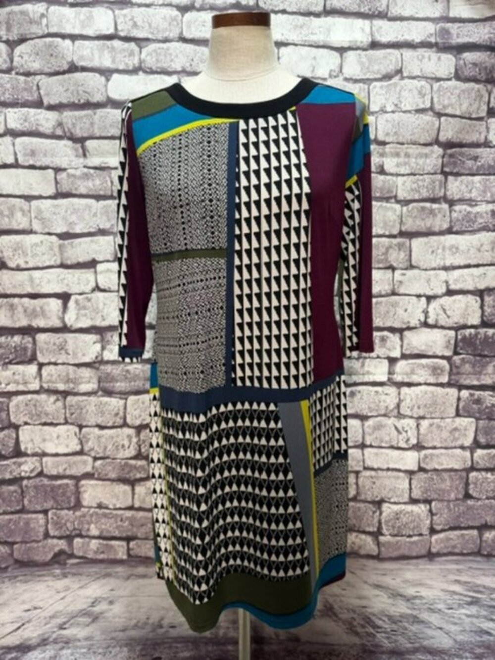 J. Taylor Multicolored 3/4 Sleeve Dress Size 12